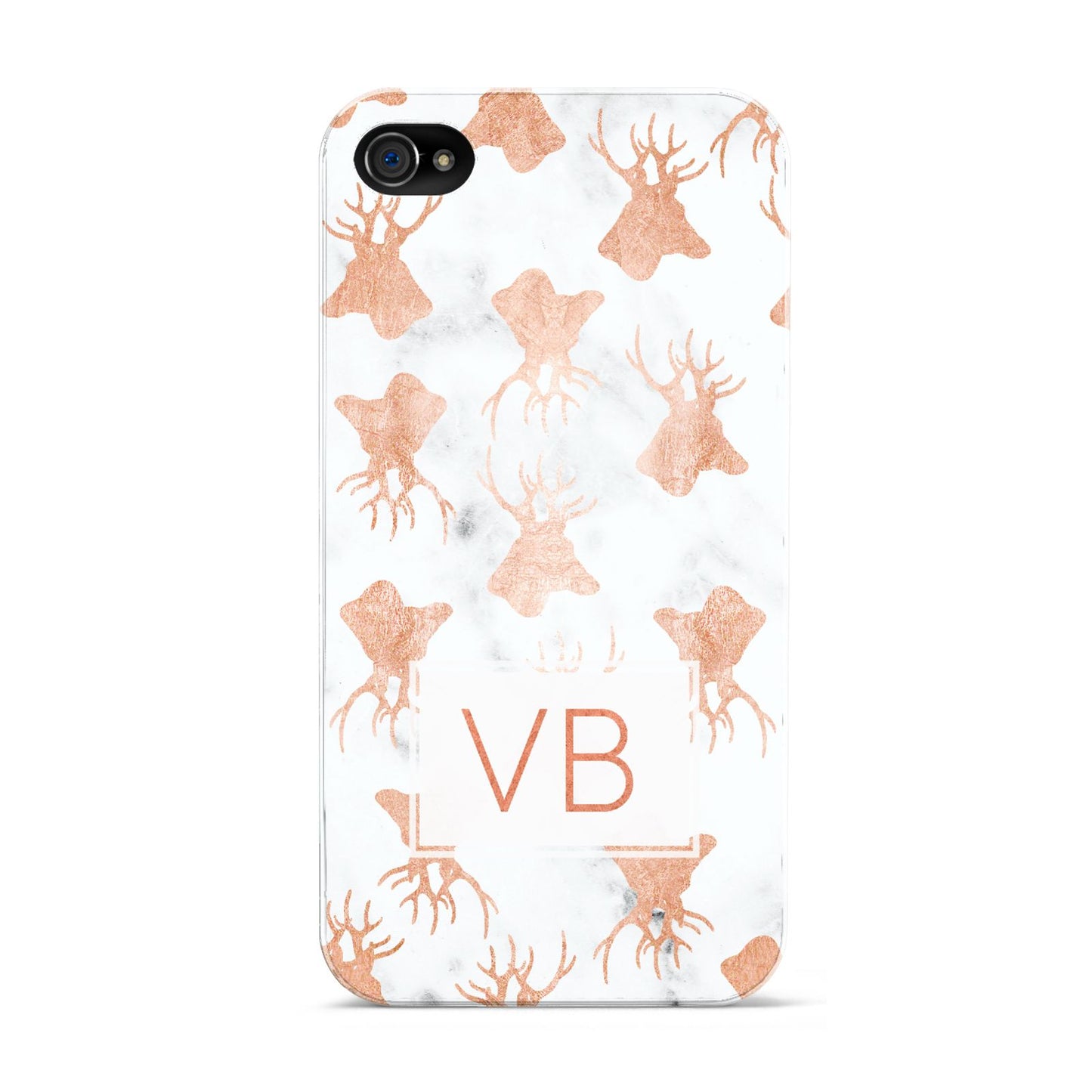 Personalised Stag Marble Initials Apple iPhone 4s Case