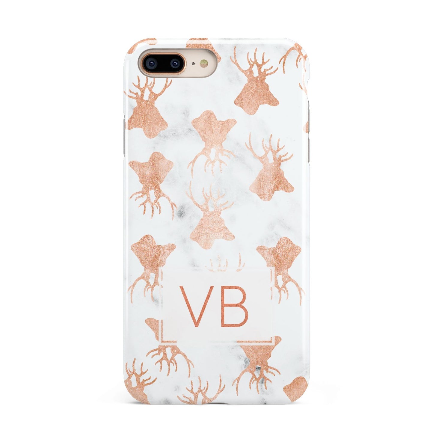 Personalised Stag Marble Initials Apple iPhone 7 8 Plus 3D Tough Case