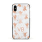 Personalised Stag Marble Initials Apple iPhone Xs Impact Case Black Edge on Silver Phone