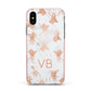 Personalised Stag Marble Initials Apple iPhone Xs Impact Case Pink Edge on Black Phone
