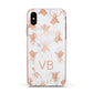 Personalised Stag Marble Initials Apple iPhone Xs Impact Case Pink Edge on Gold Phone