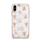 Personalised Stag Marble Initials Apple iPhone Xs Impact Case Pink Edge on Silver Phone
