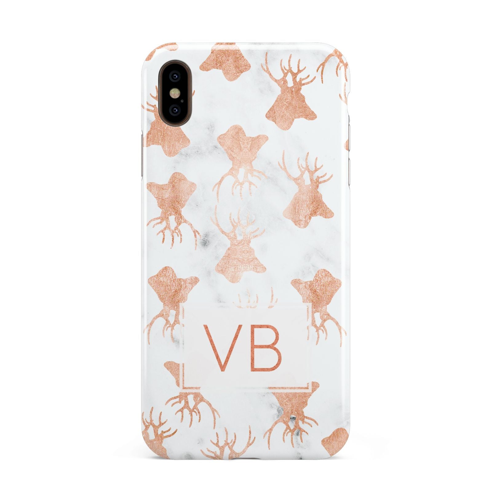 Personalised Stag Marble Initials Apple iPhone Xs Max 3D Tough Case