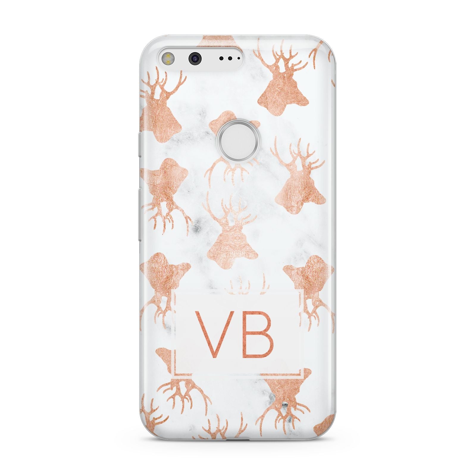 Personalised Stag Marble Initials Google Pixel Case