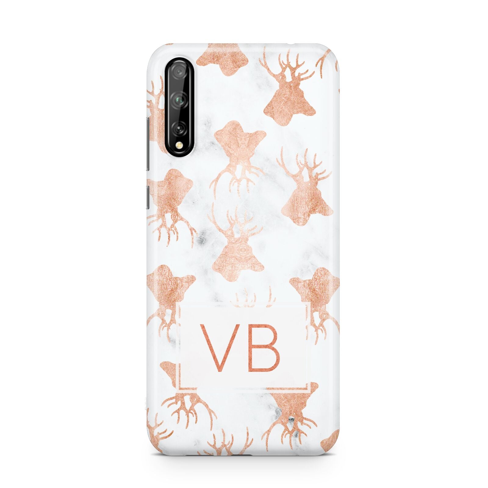 Personalised Stag Marble Initials Huawei Enjoy 10s Phone Case