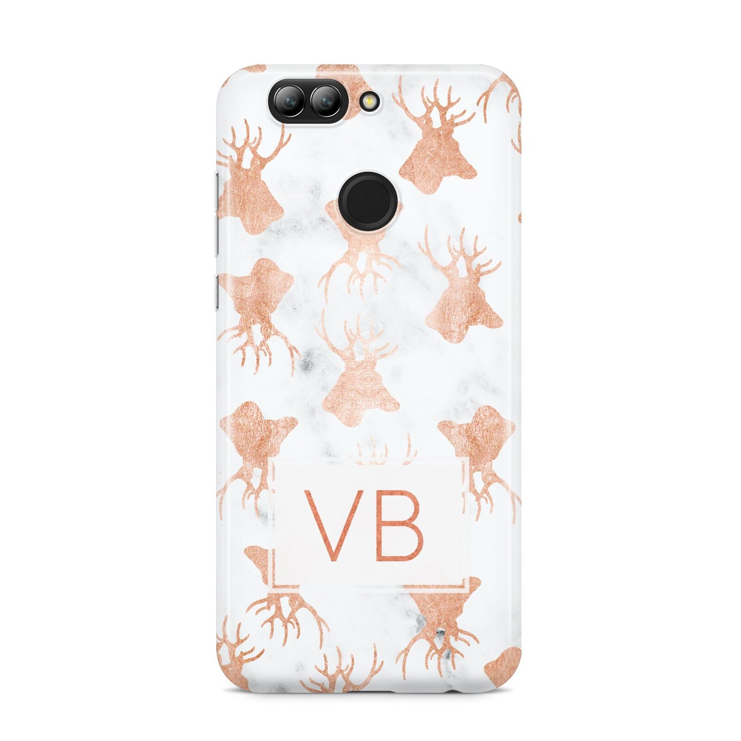 Personalised Stag Marble Initials Huawei Nova 2s Phone Case