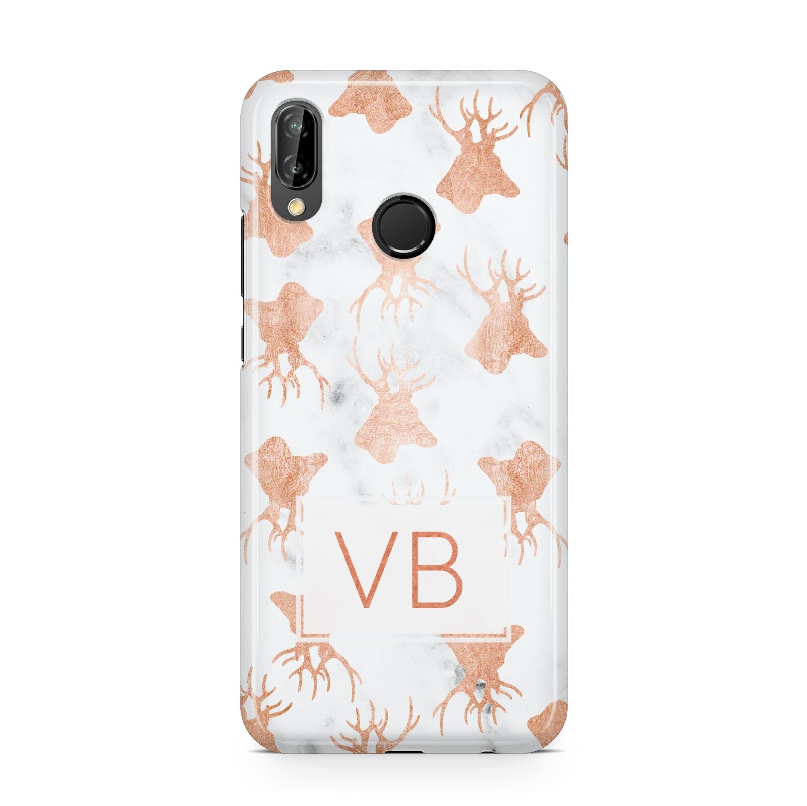 Personalised Stag Marble Initials Huawei P20 Lite Phone Case
