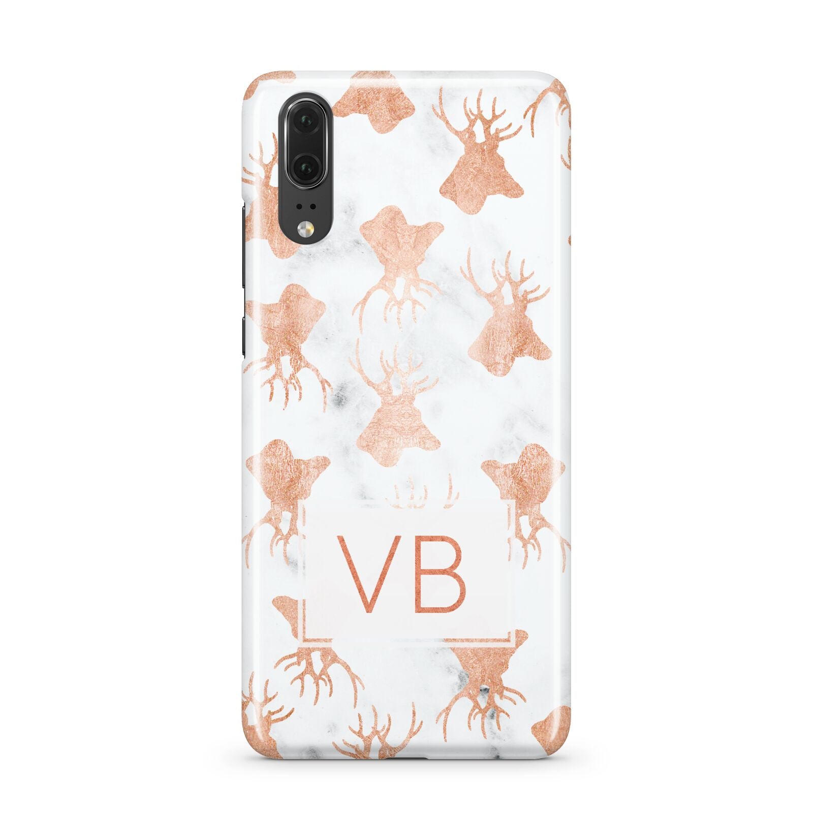 Personalised Stag Marble Initials Huawei P20 Phone Case