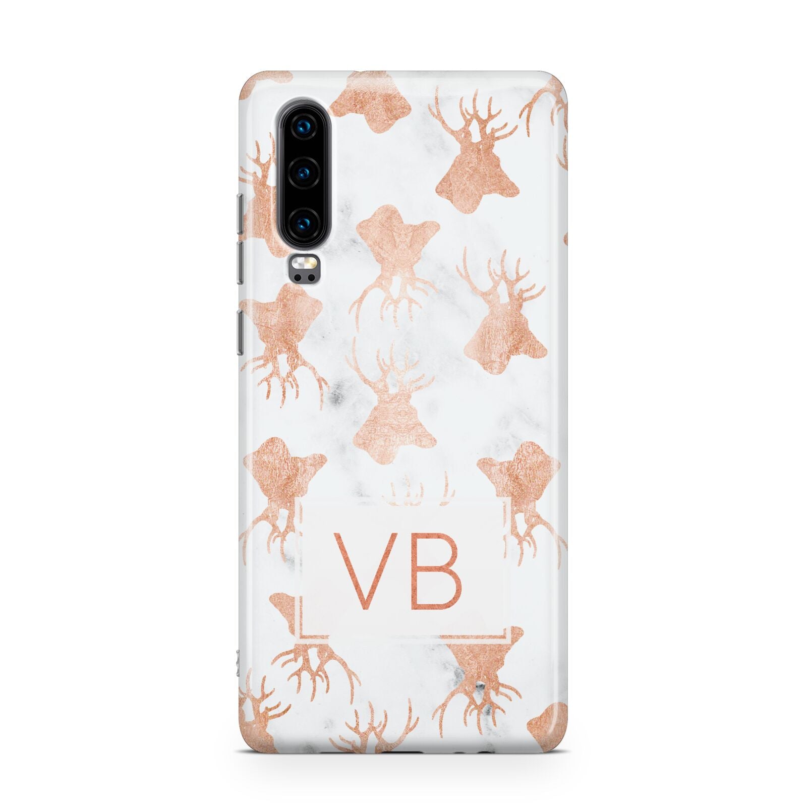 Personalised Stag Marble Initials Huawei P30 Phone Case
