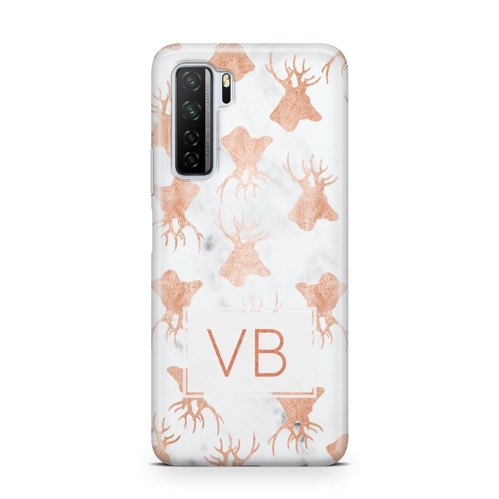 Personalised Stag Marble Initials Huawei P40 Lite 5G Phone Case