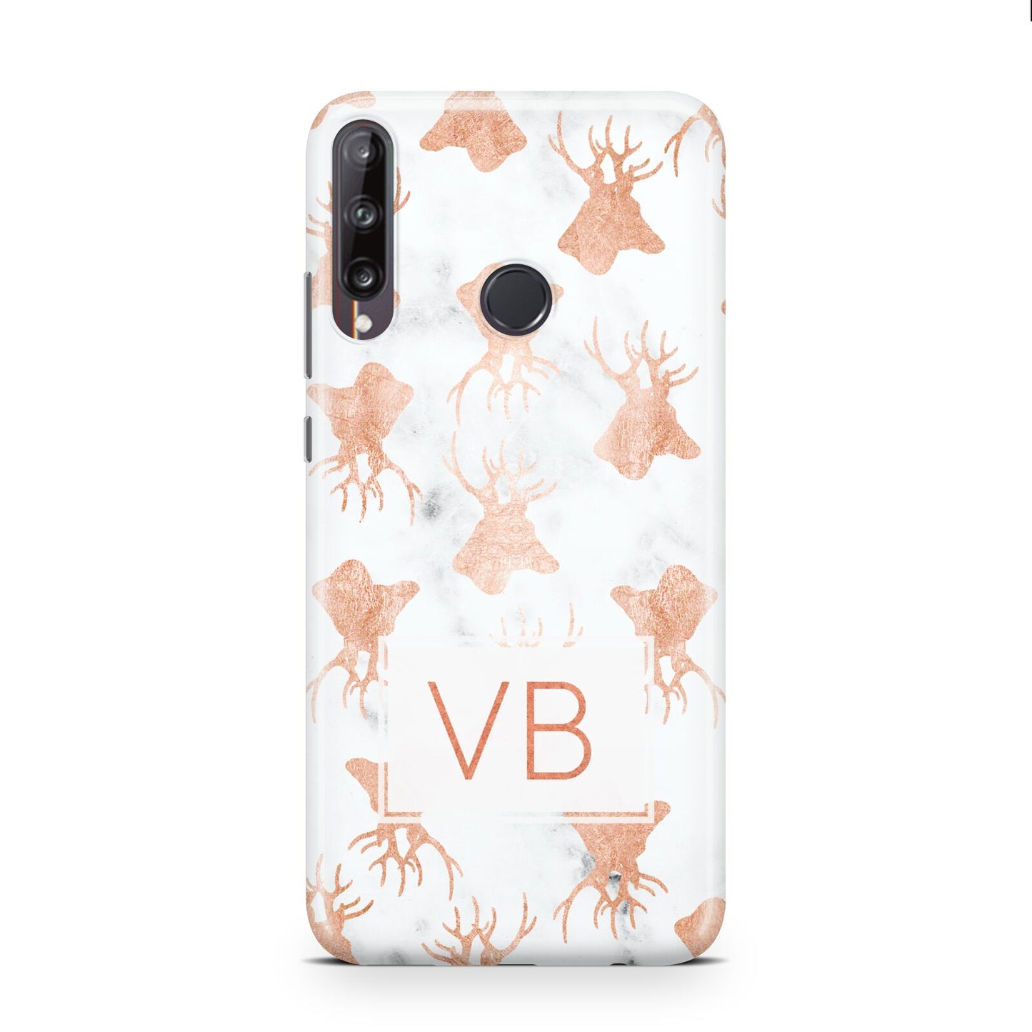Personalised Stag Marble Initials Huawei P40 Lite E Phone Case