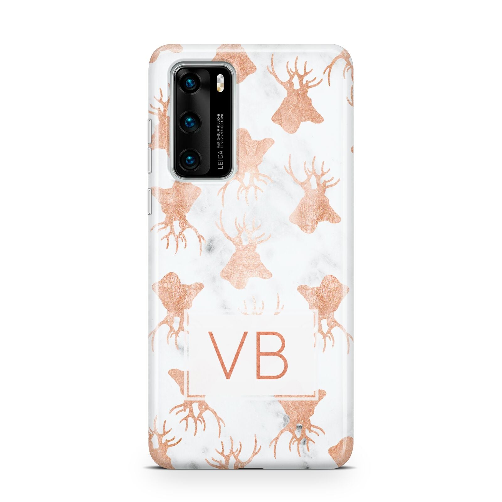 Personalised Stag Marble Initials Huawei P40 Phone Case