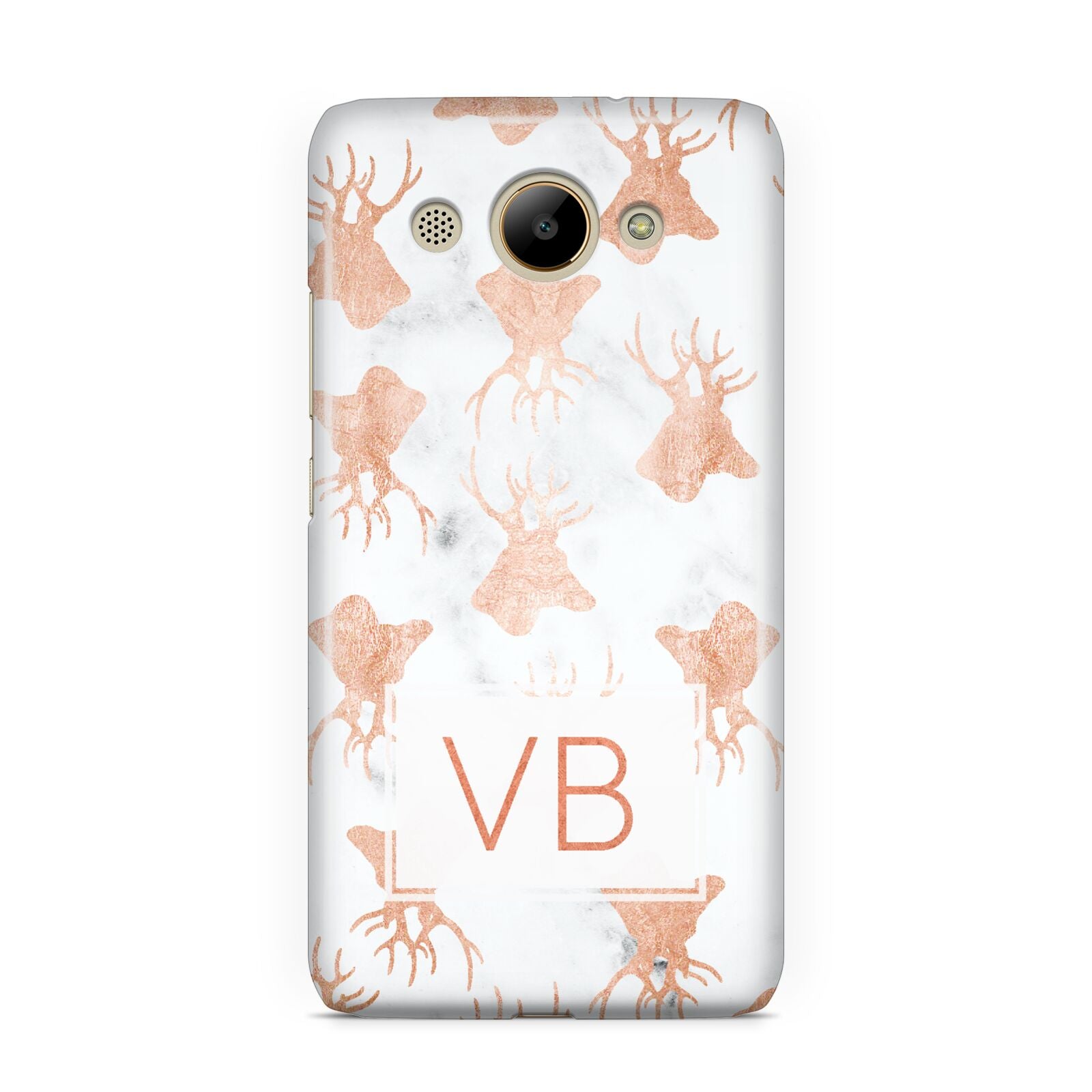 Personalised Stag Marble Initials Huawei Y3 2017