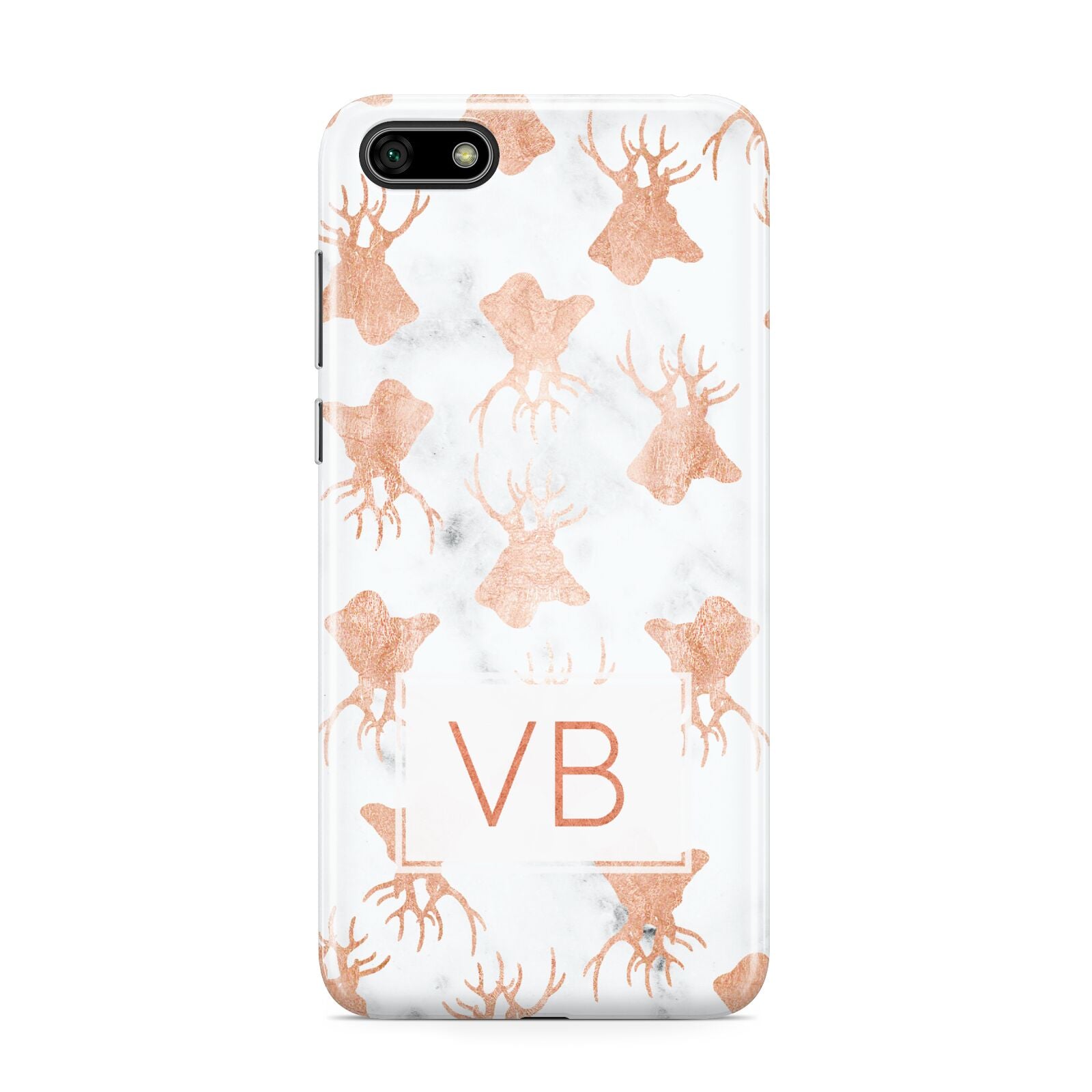 Personalised Stag Marble Initials Huawei Y5 Prime 2018 Phone Case