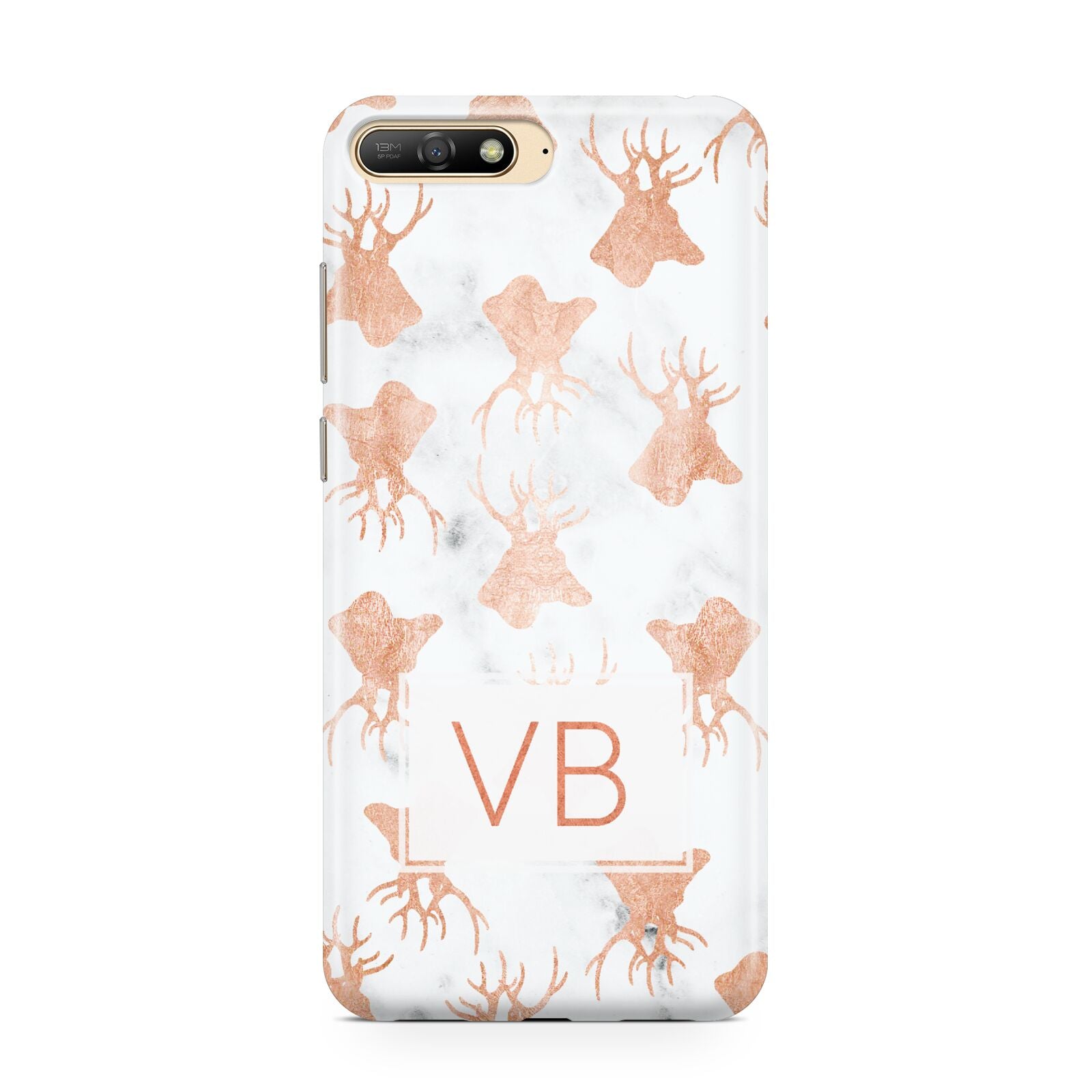 Personalised Stag Marble Initials Huawei Y6 2018