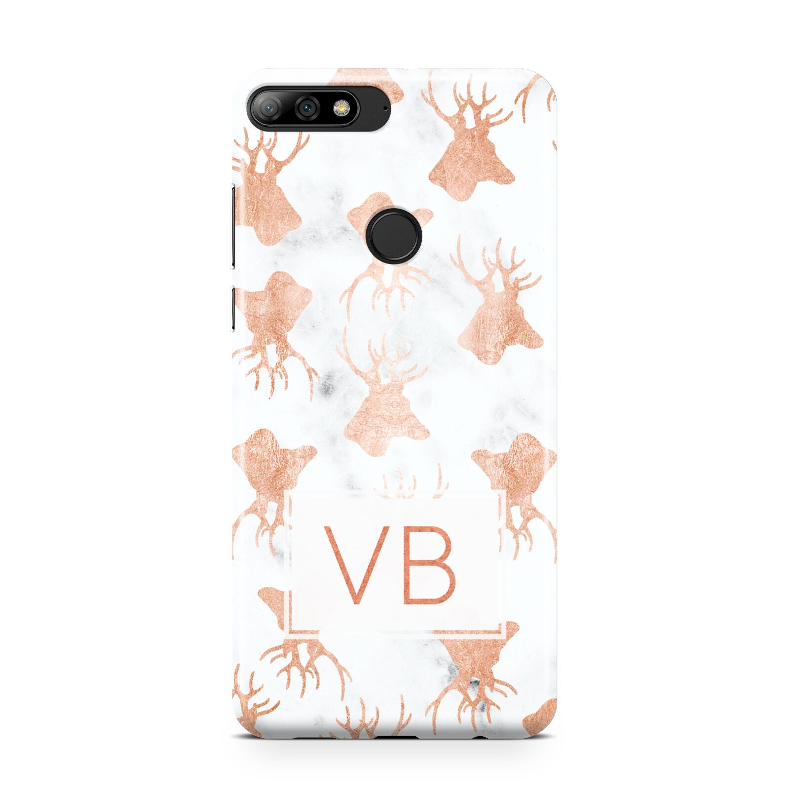 Personalised Stag Marble Initials Huawei Y7 2018