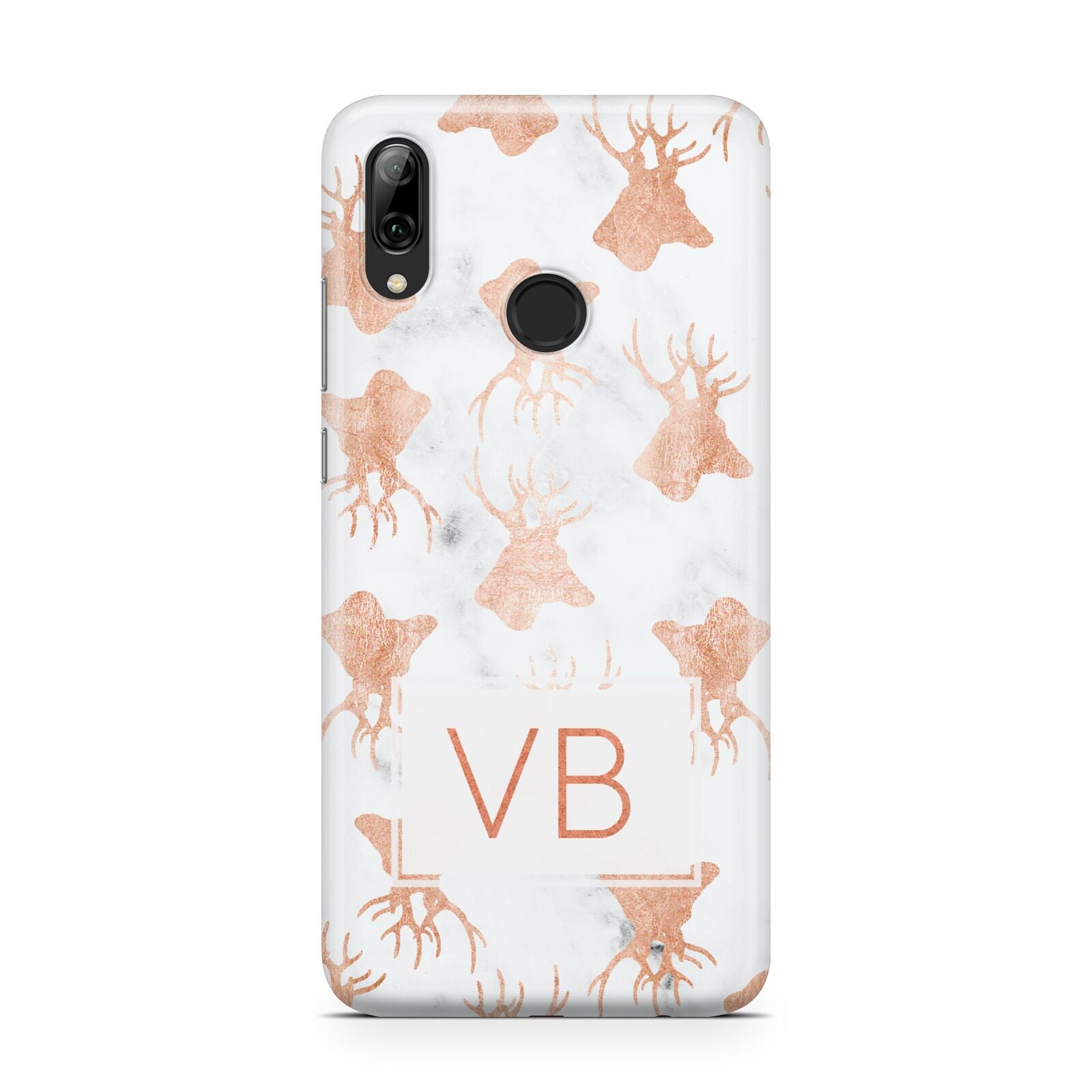 Personalised Stag Marble Initials Huawei Y7 2019