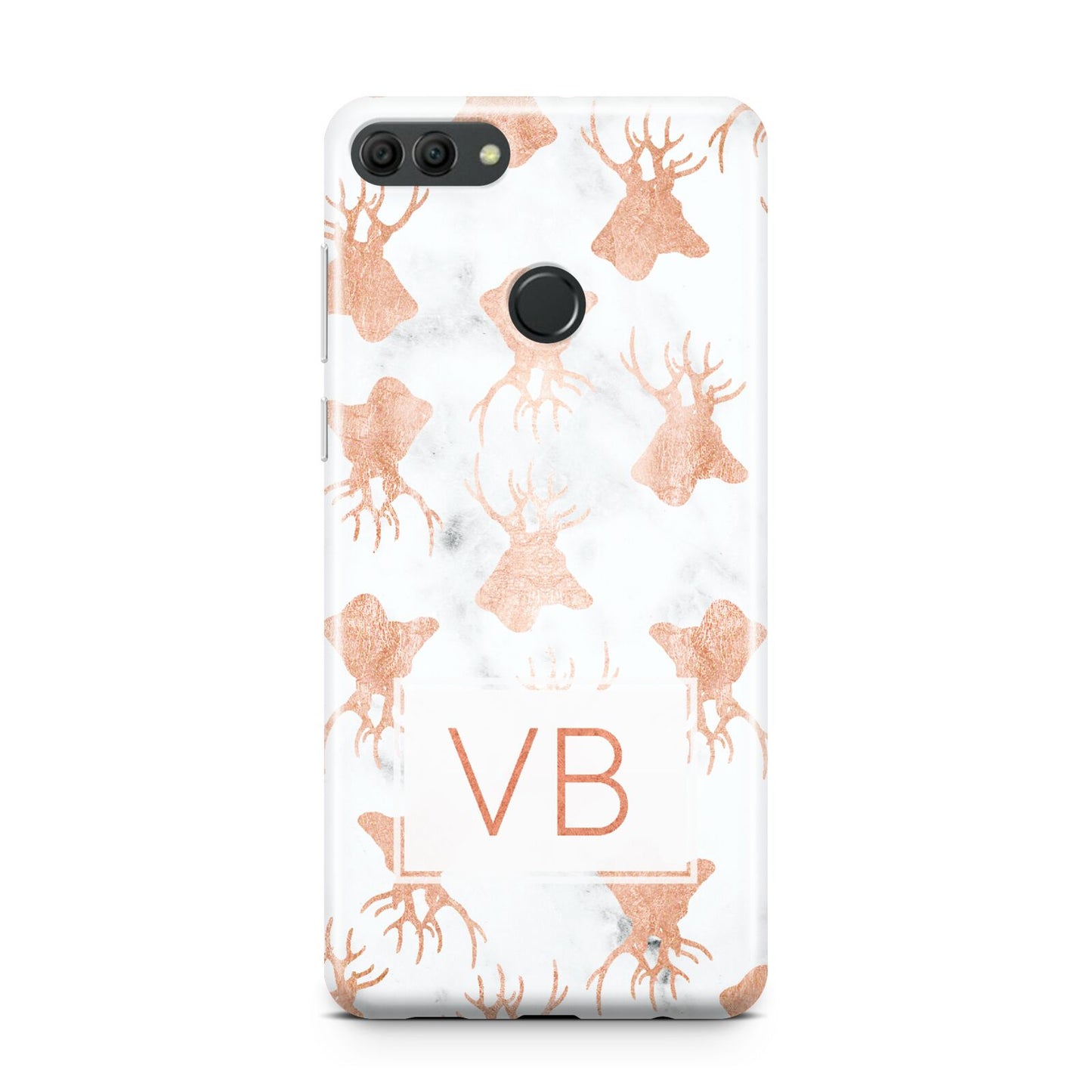 Personalised Stag Marble Initials Huawei Y9 2018