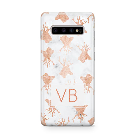 Personalised Stag Marble Initials Protective Samsung Galaxy Case
