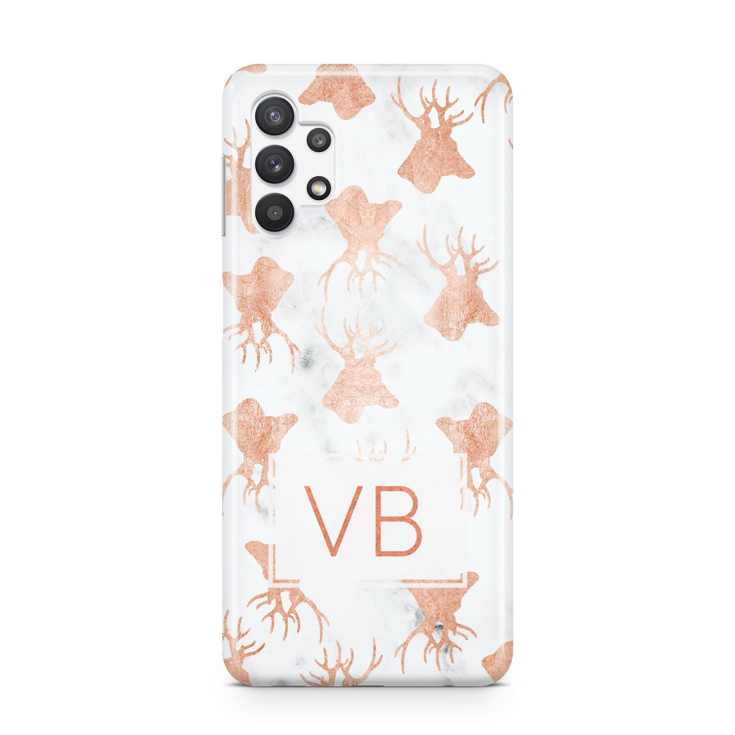 Personalised Stag Marble Initials Samsung A32 5G Case