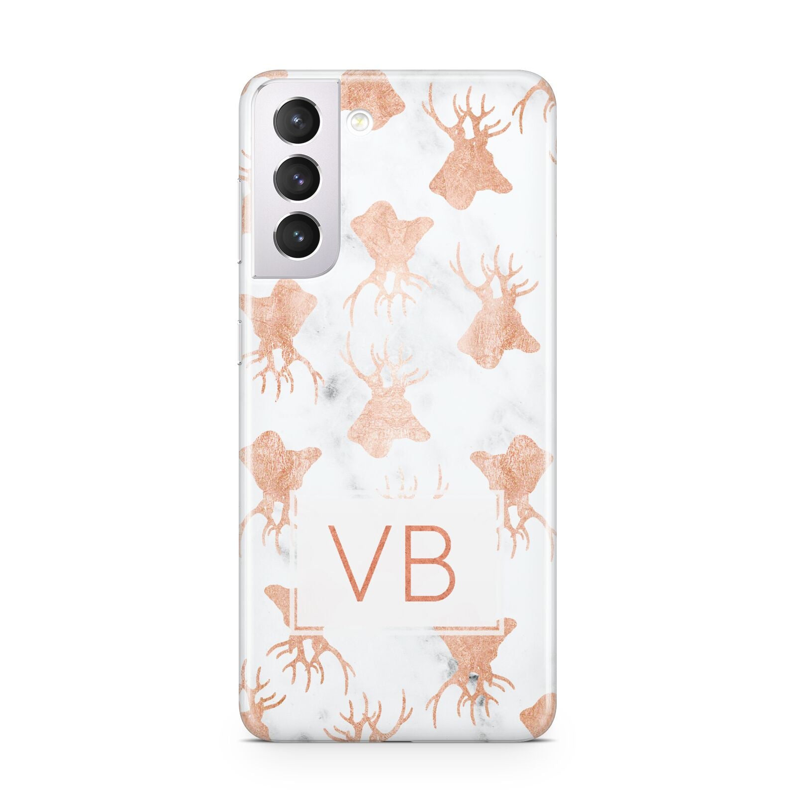 Personalised Stag Marble Initials Samsung S21 Case