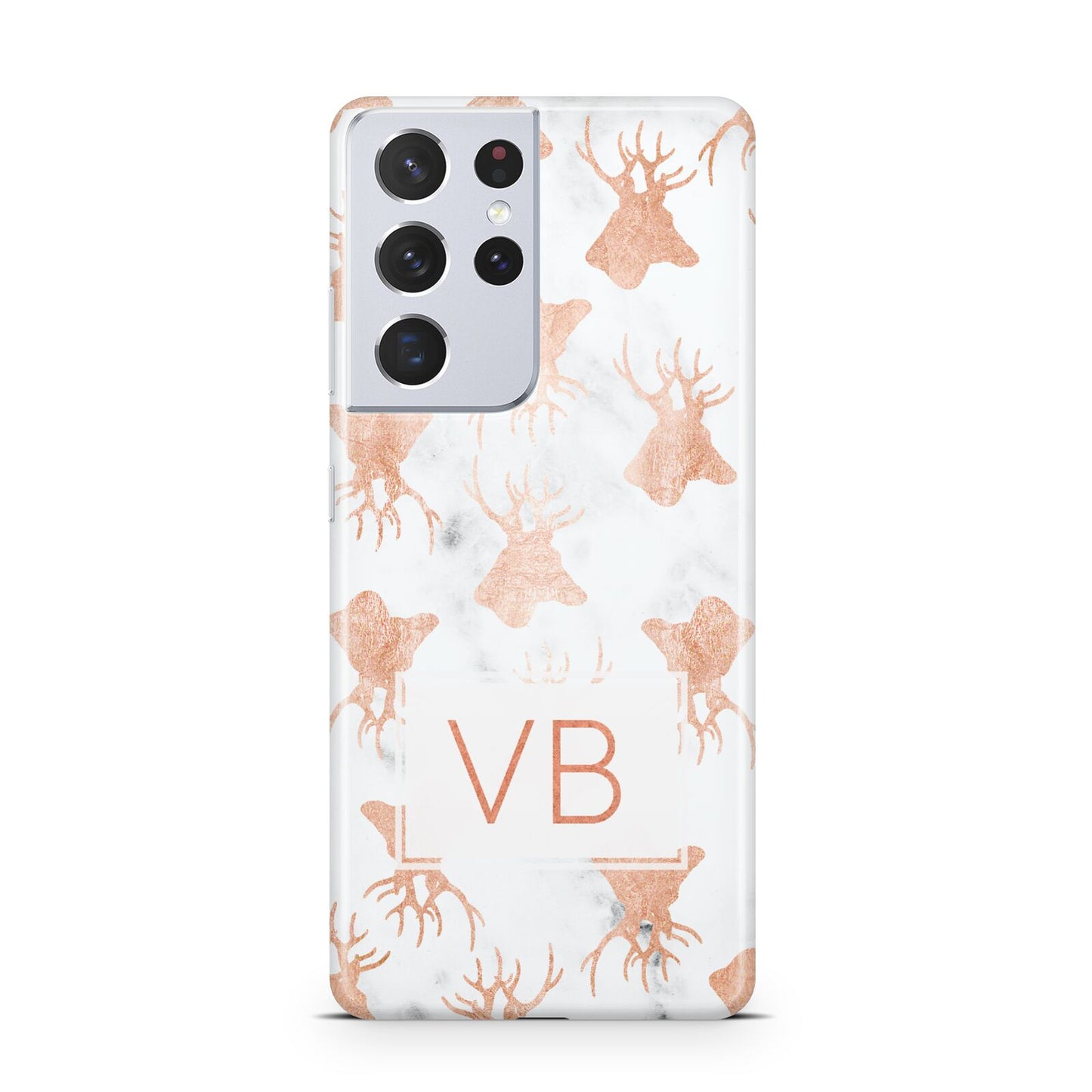 Personalised Stag Marble Initials Samsung S21 Ultra Case