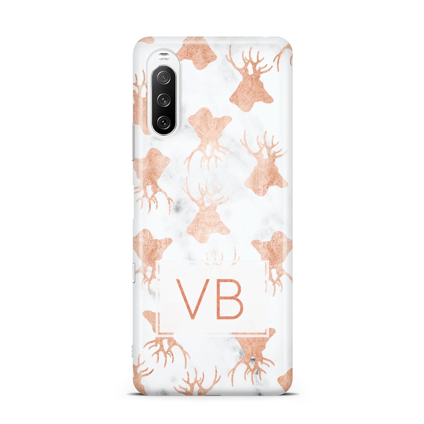 Personalised Stag Marble Initials Sony Xperia 10 III Case