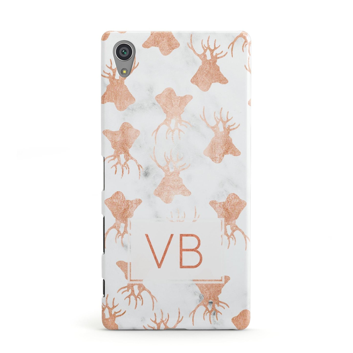 Personalised Stag Marble Initials Sony Xperia Case