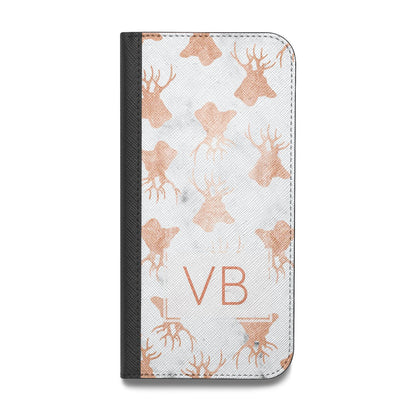 Personalised Stag Marble Initials Vegan Leather Flip Samsung Case