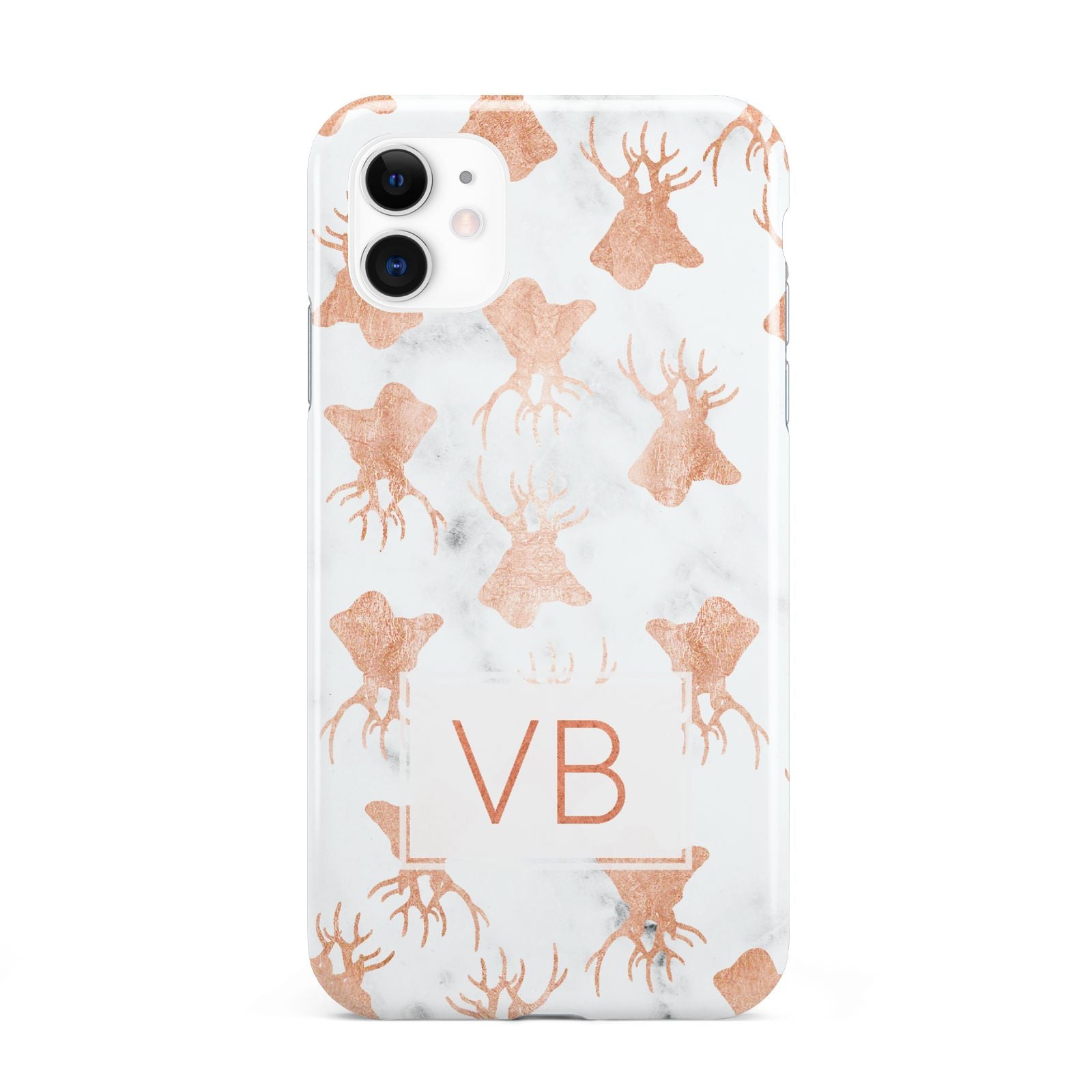 Personalised Stag Marble Initials iPhone 11 3D Tough Case