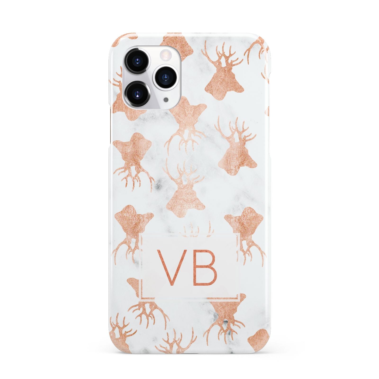Personalised Stag Marble Initials iPhone 11 Pro 3D Snap Case