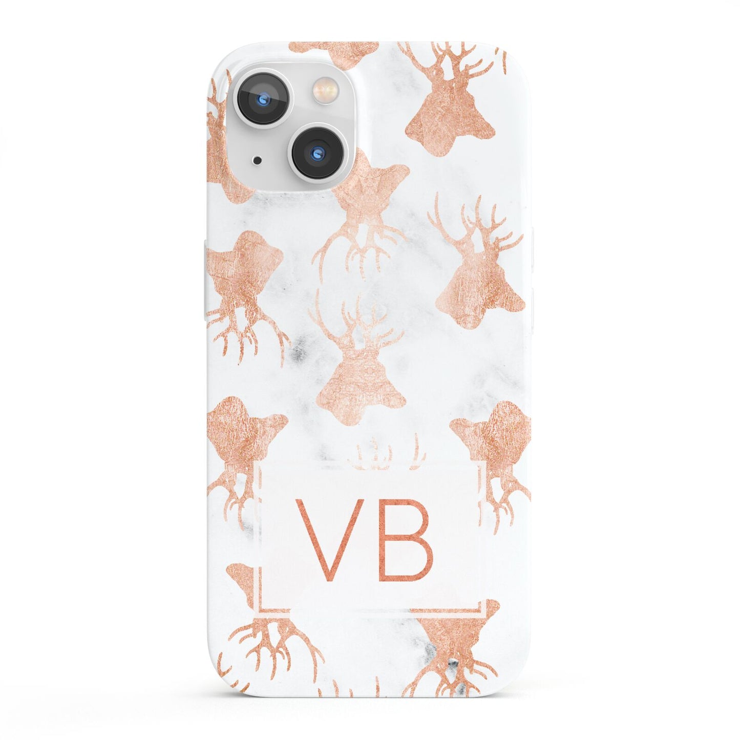Personalised Stag Marble Initials iPhone 13 Full Wrap 3D Snap Case