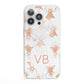 Personalised Stag Marble Initials iPhone 13 Pro Clear Bumper Case
