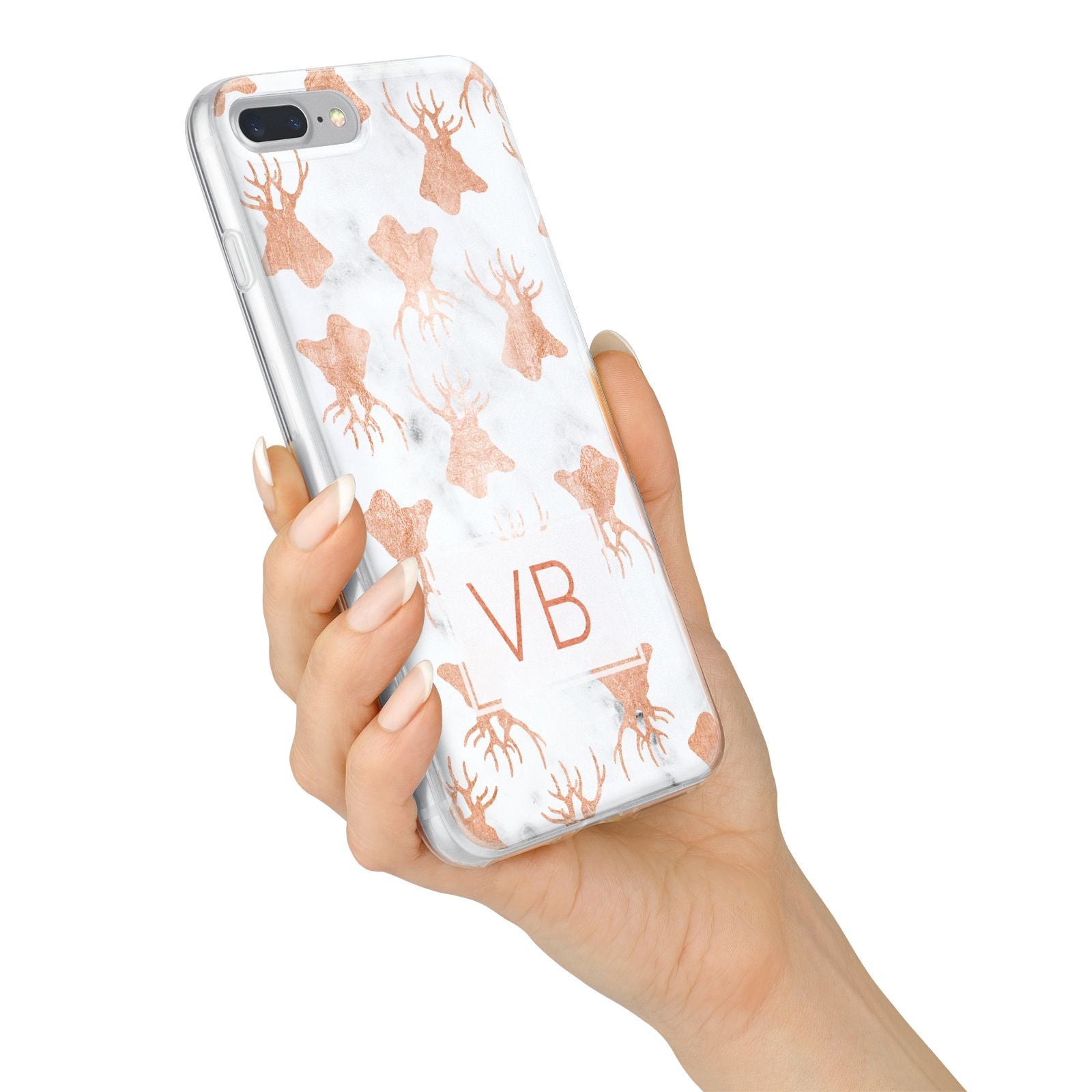 Personalised Stag Marble Initials iPhone 7 Plus Bumper Case on Silver iPhone Alternative Image
