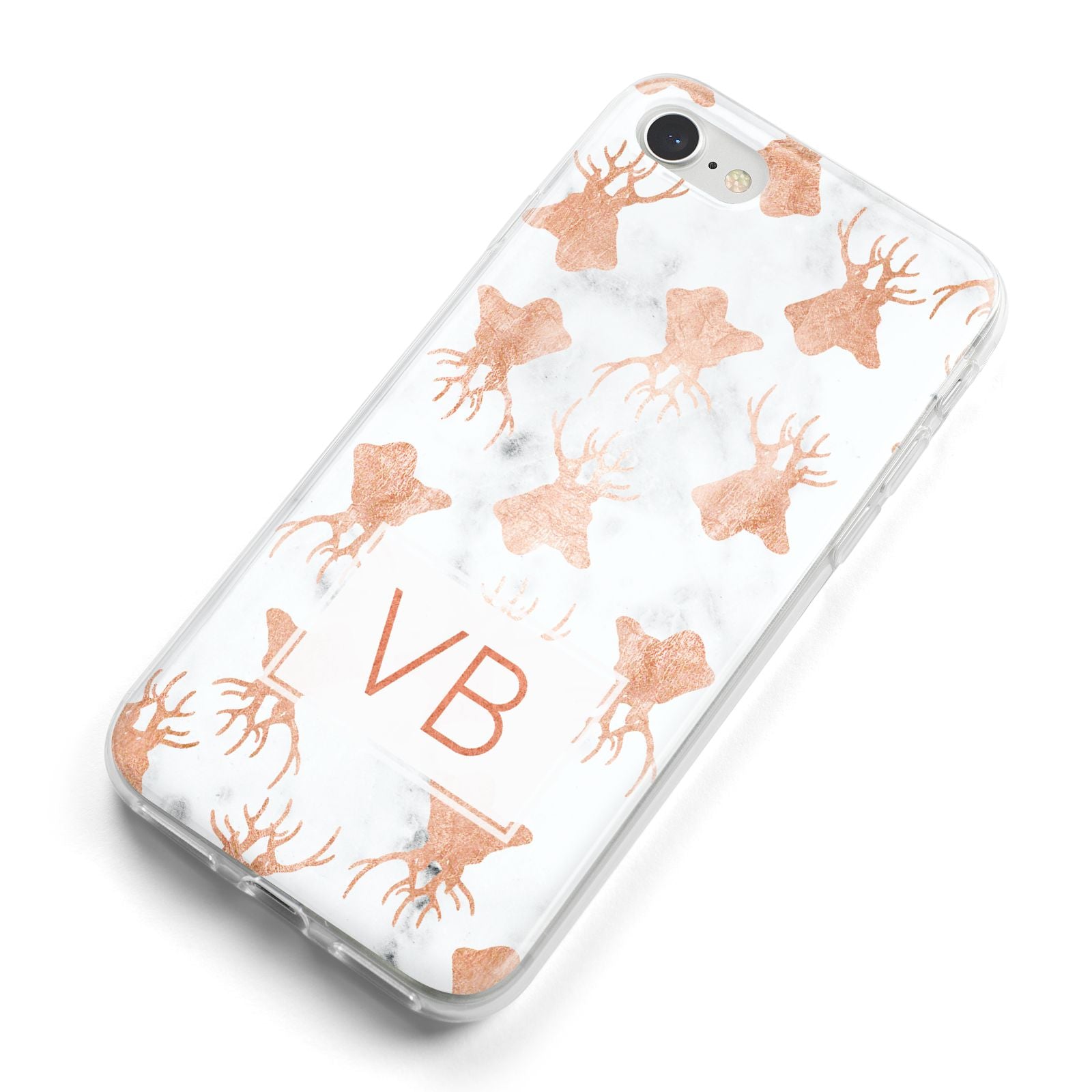 Personalised Stag Marble Initials iPhone 8 Bumper Case on Silver iPhone Alternative Image