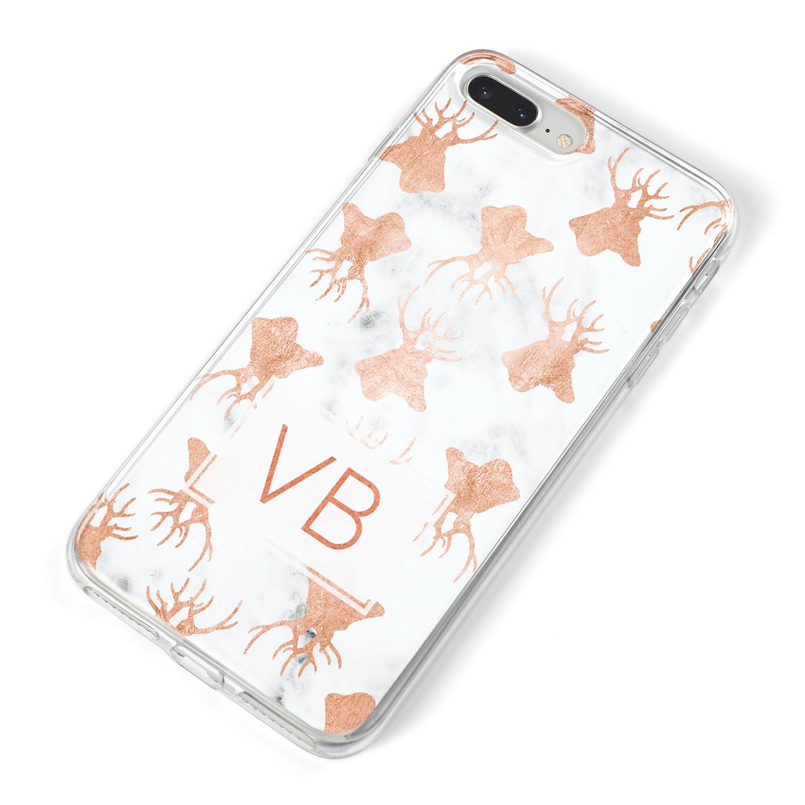 Personalised Stag Marble Initials iPhone 8 Plus Bumper Case on Silver iPhone Alternative Image