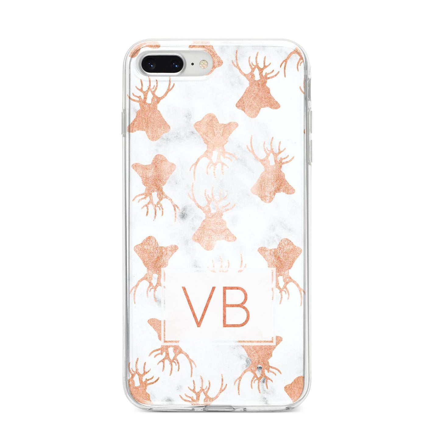 Personalised Stag Marble Initials iPhone 8 Plus Bumper Case on Silver iPhone