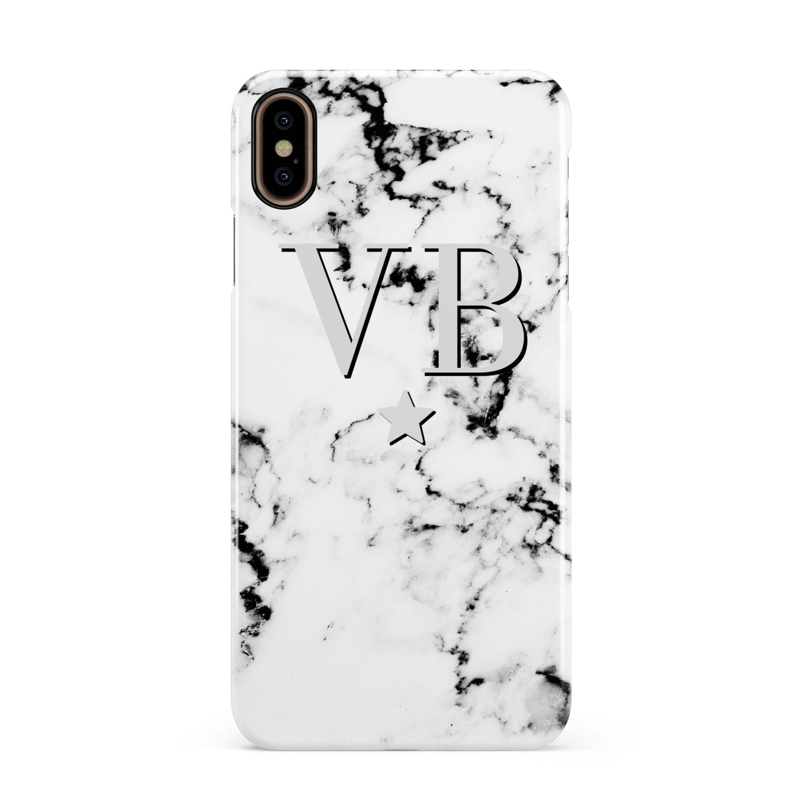 Personalised Star Marble Initialed Grey Apple iPhone Xs Max 3D Snap Case
