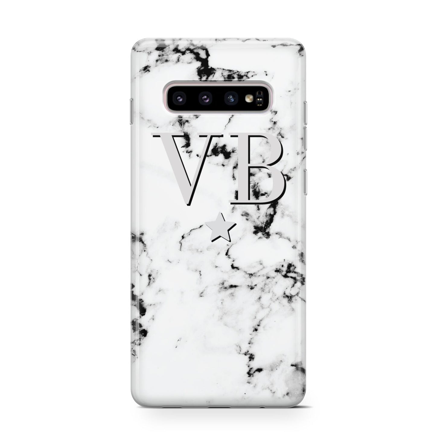 Personalised Star Marble Initialed Grey Protective Samsung Galaxy Case