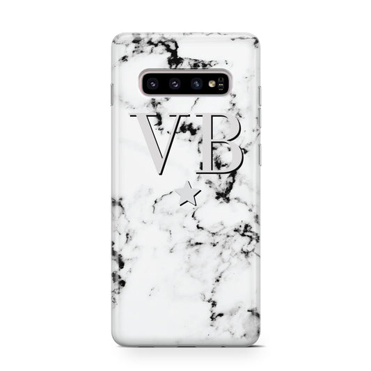 Personalised Star Marble Initialed Grey Protective Samsung Galaxy Case