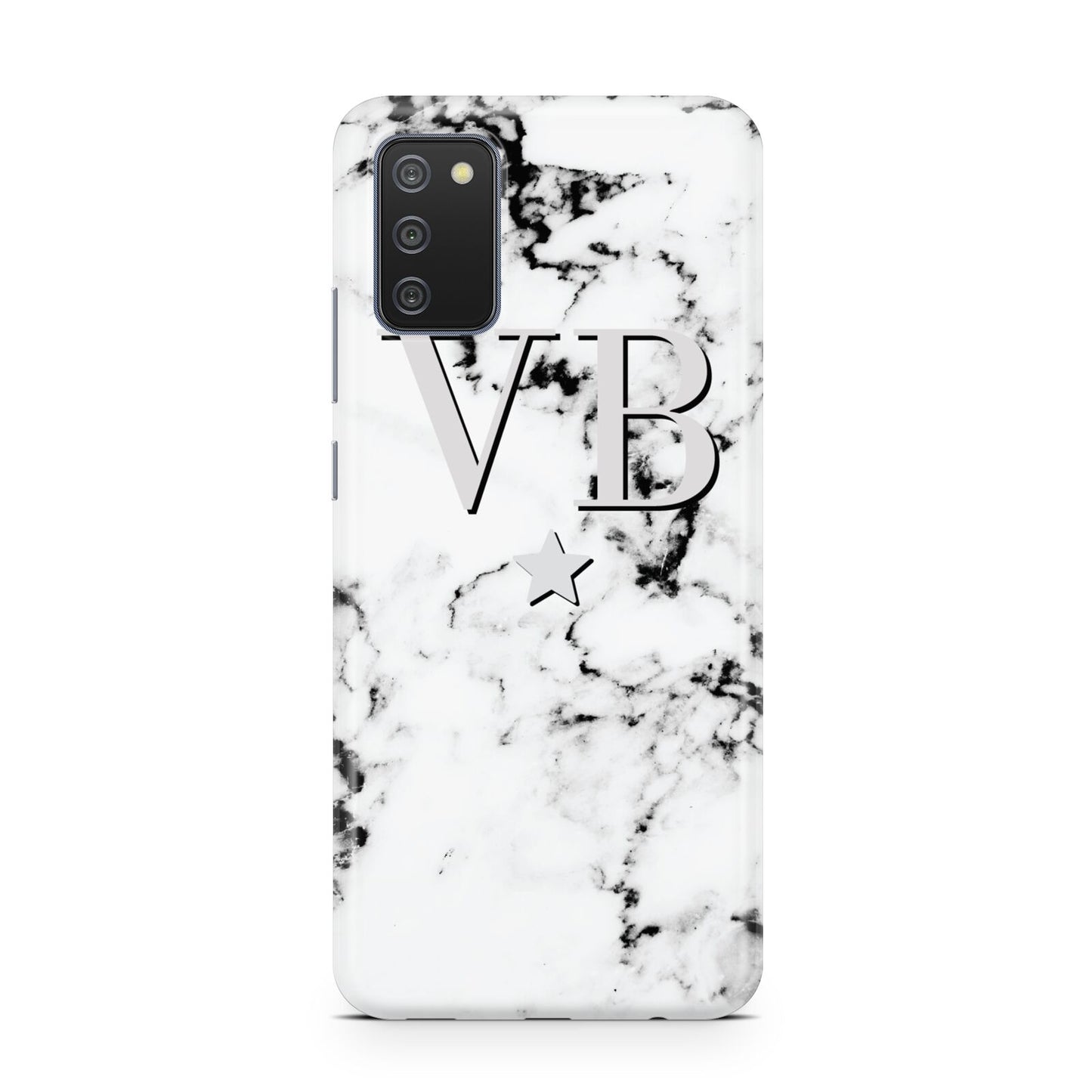 Personalised Star Marble Initialed Grey Samsung A02s Case