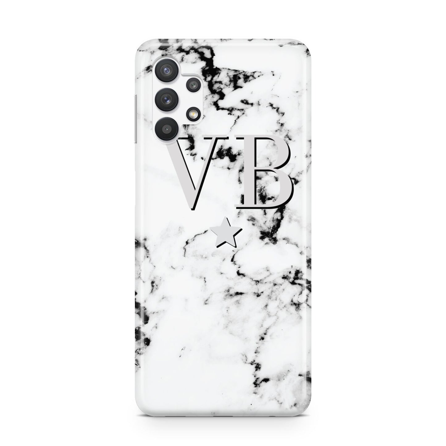 Personalised Star Marble Initialed Grey Samsung A32 5G Case