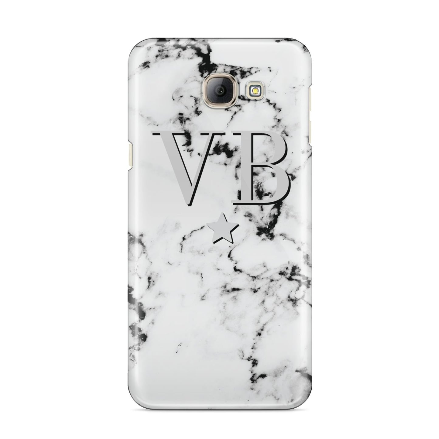 Personalised Star Marble Initialed Grey Samsung Galaxy A8 2016 Case