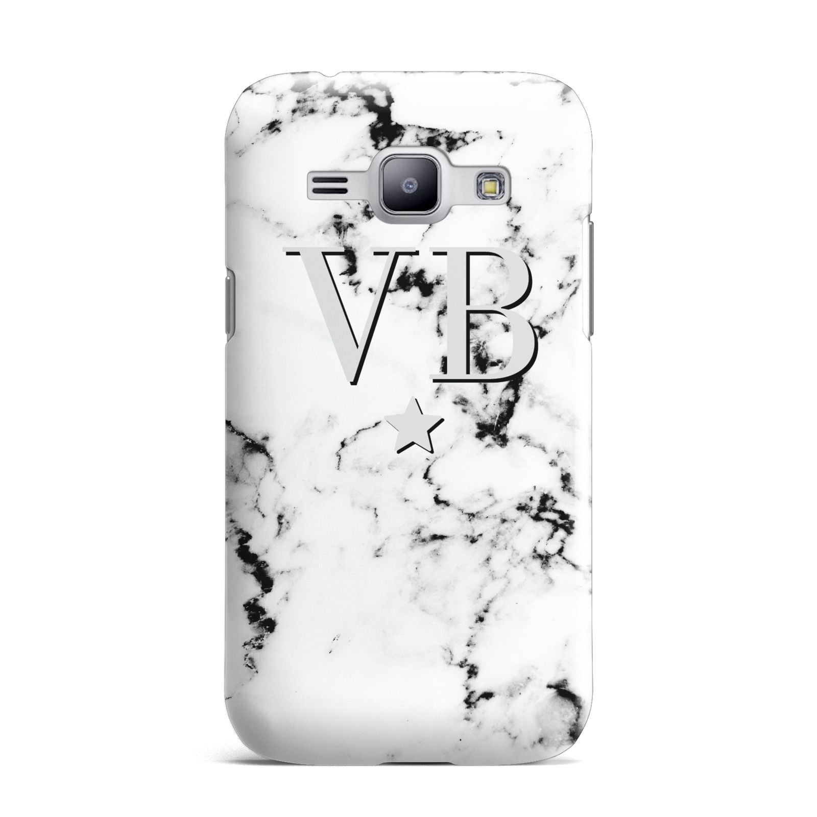 Personalised Star Marble Initialed Grey Samsung Galaxy J1 2015 Case