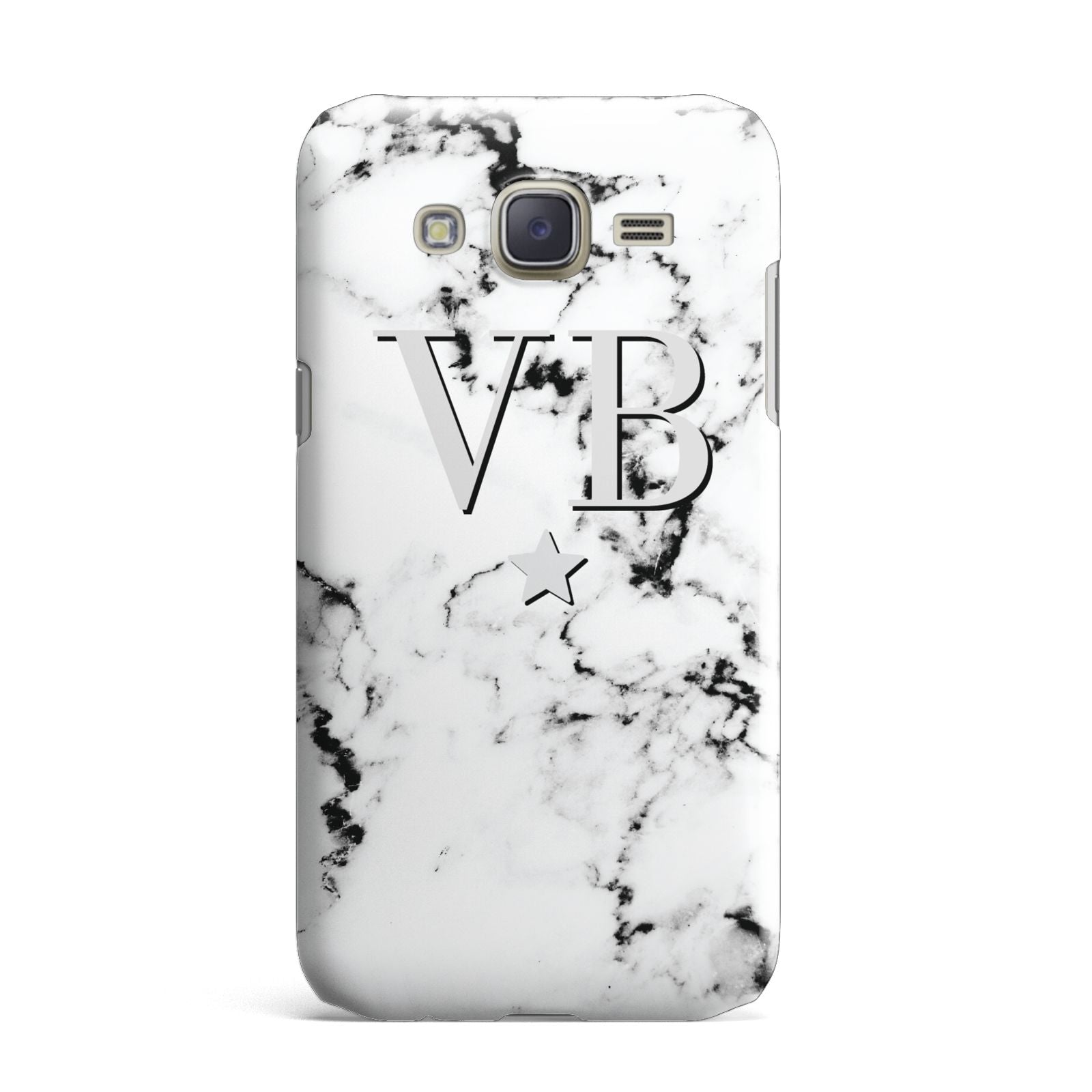 Personalised Star Marble Initialed Grey Samsung Galaxy J7 Case