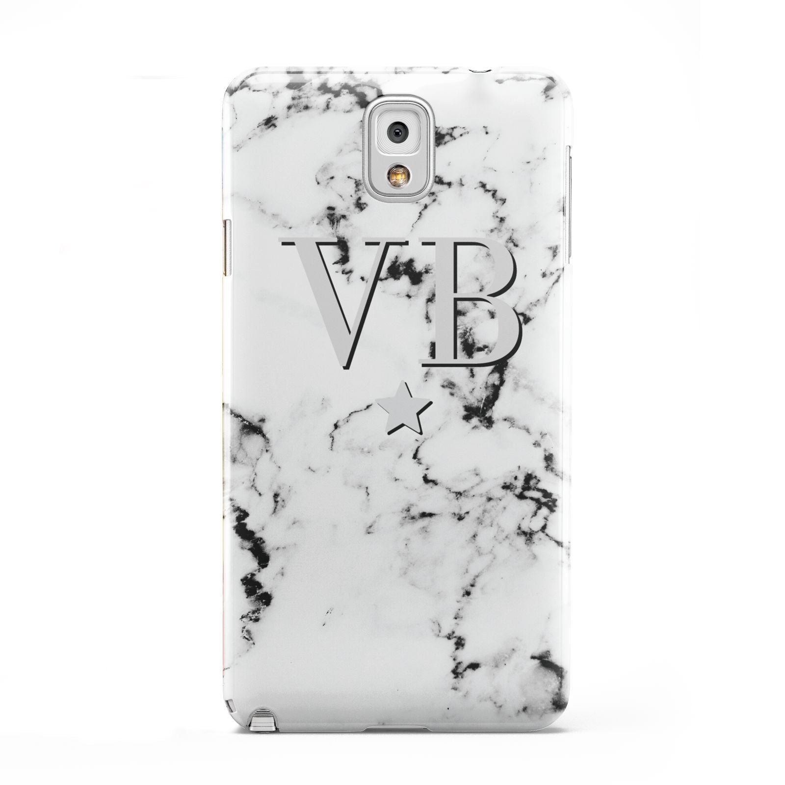 Personalised Star Marble Initialed Grey Samsung Galaxy Note 3 Case
