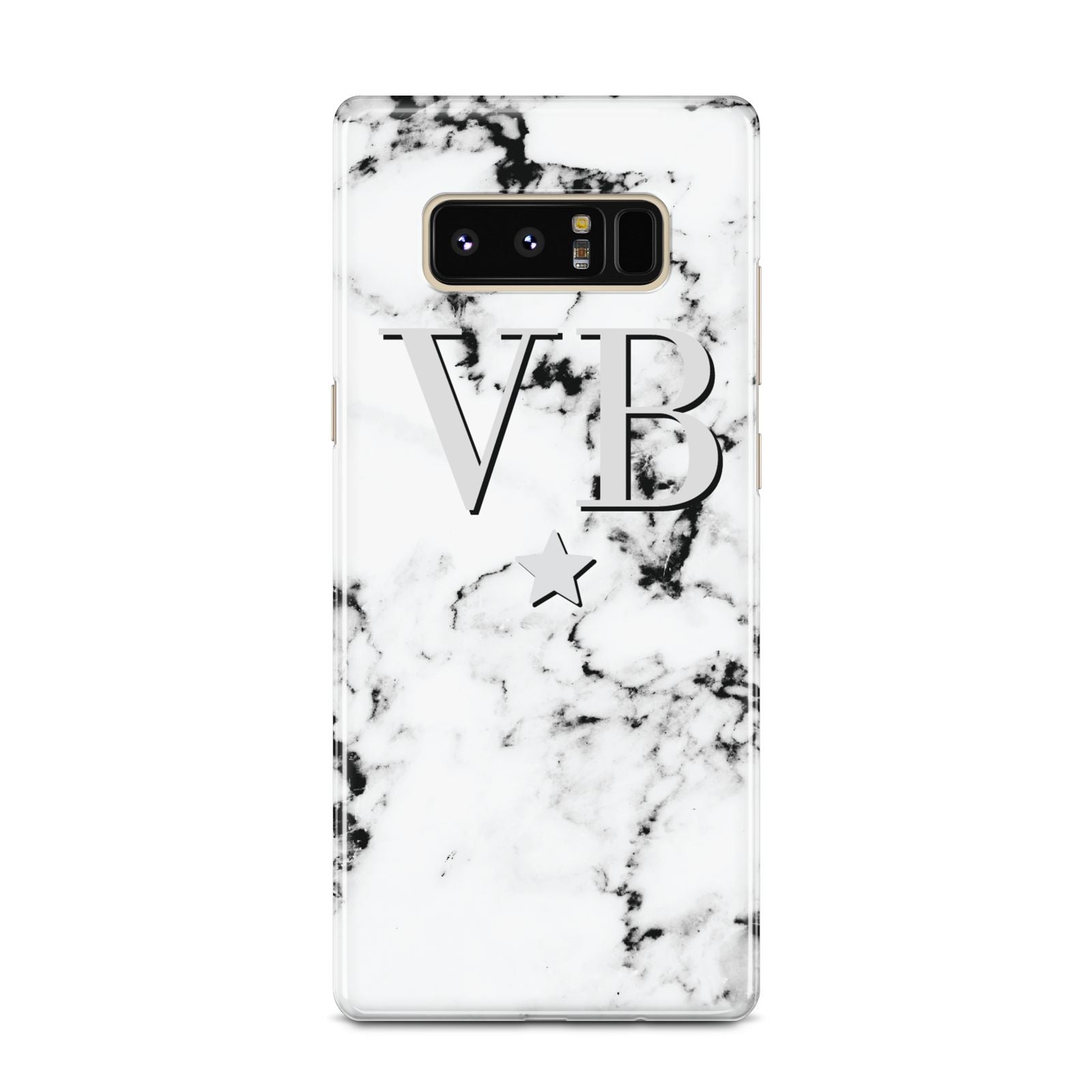 Personalised Star Marble Initialed Grey Samsung Galaxy Note 8 Case