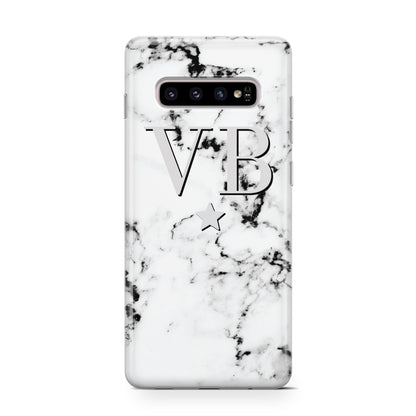 Personalised Star Marble Initialed Grey Samsung Galaxy S10 Case