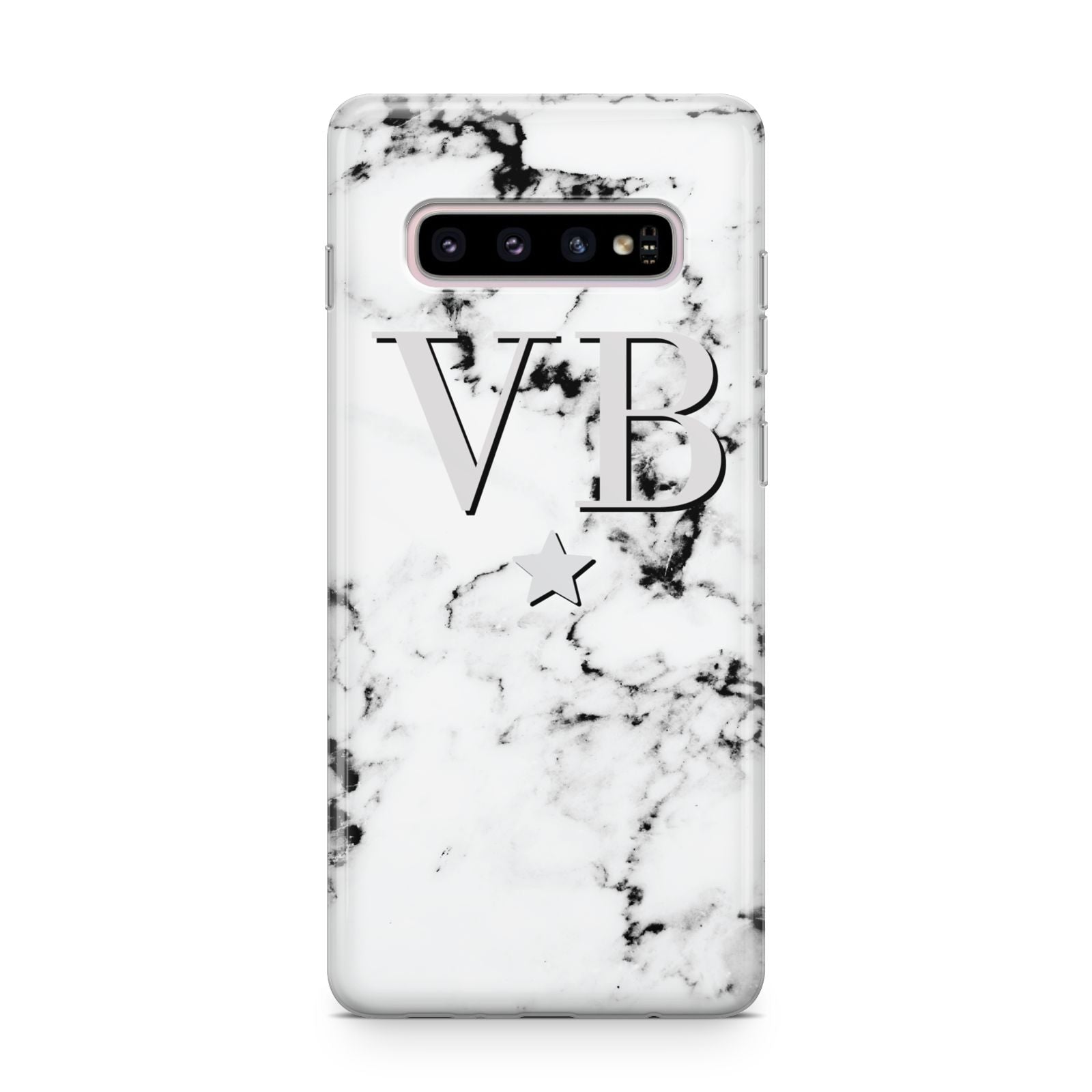 Personalised Star Marble Initialed Grey Samsung Galaxy S10 Plus Case
