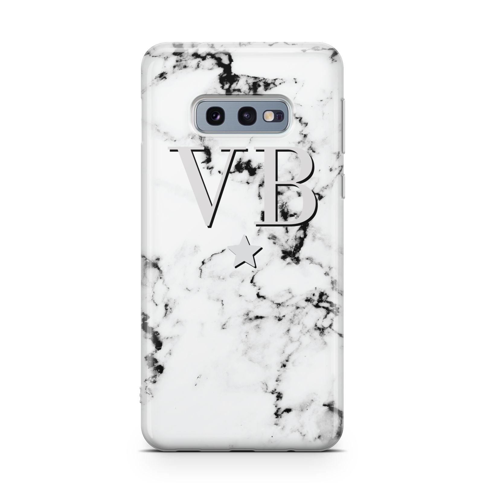 Personalised Star Marble Initialed Grey Samsung Galaxy S10E Case